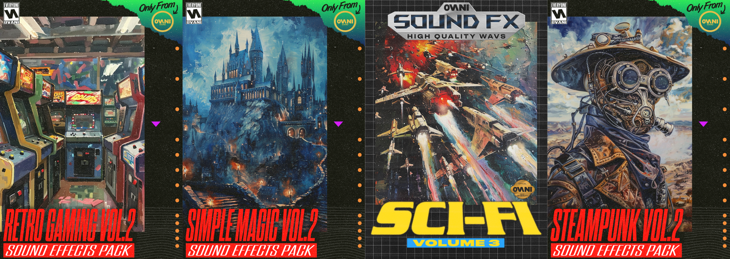 xxx-10/10/2024 Weekly Wav - Hoverbike Pass Weekly WAV, Retro Vol. 2, Simple Magic Vol. 2, Science Fiction Vol. 3, Steampunk Vol. 2 Sound FX Packs Bundle - Ovani Sound
