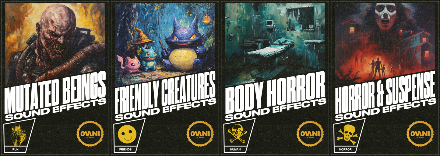 xxx-11/1/2024 Weekly Wav - Cave Creature Weekly WAV, Mutated Beings, Friendly Creatures, Body Horror, and Horror and Suspense Vol. 1 Sound FX Packs Bundle - Ovani Sound
