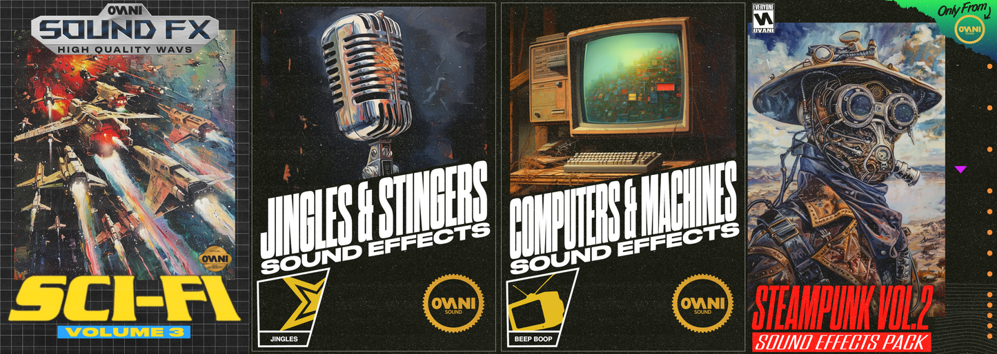 xxx-11/15/2024 Weekly Wav - Aerodrop Weekly WAV, Science Fiction Vol. 3, Jingles & Stingers, Computers & Machinery, and Steampunk Vol. 2 Sound FX Packs Bundle - Ovani Sound