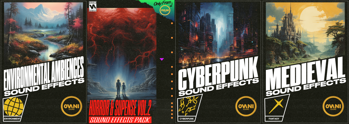 xxx-11/8/2024 Weekly Wav - Crystal Portal Loop Weekly WAV, Environmental Ambiences, Horror & Suspense Vol. 2, Cyberpunk, and Medieval Fantasy Sound FX Packs Bundle - Ovani Sound