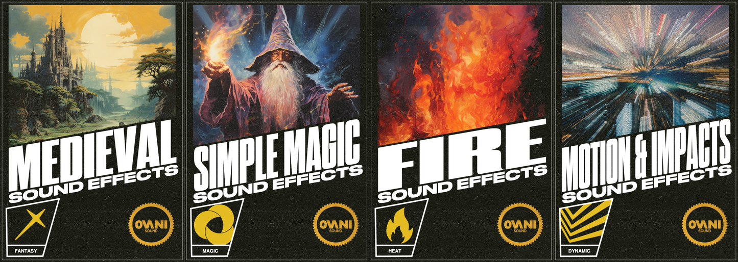 xxx-8/15/2024 Weekly Wav - Sword Parry Weekly WAV, Medieval Fantasy, Simple Magic Vol. 1, Fire, and Motion & Impacts Sound FX Bundle - Ovani Sound