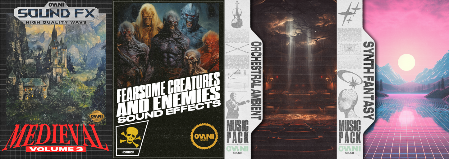 xxx-9/20/2024 Weekly Wav - Shrapnel Weapon Weekly WAV, Medieval Sound FX Pack Vol. 3, Fearsome Creatures Sound FX Pack, Orchestral Ambient Music Pack Vol. 1, and Synth Fantasy Music Pack Bundle - Ovani Sound