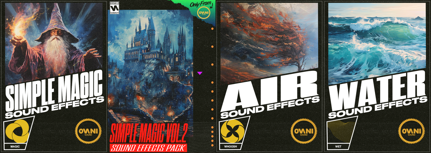 xxx-9/27/2024 Air Spell Cast, Simple Magic Vol. 1, Simple Magic Vol. 2, Air, and Water Sound FX Packs Bundle - Ovani Sound