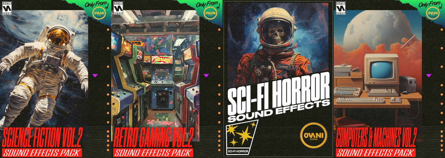 xxx-9/5/2024 Weekly Wav - Sci-Fi Discharge Weekly WAV, Science Fiction Vol. 2, Retro Gaming Vol. 2, Sci-Fi Horror, and Computers & Machines Vol. 2 Sound FX Packs Bundle - Ovani Sound